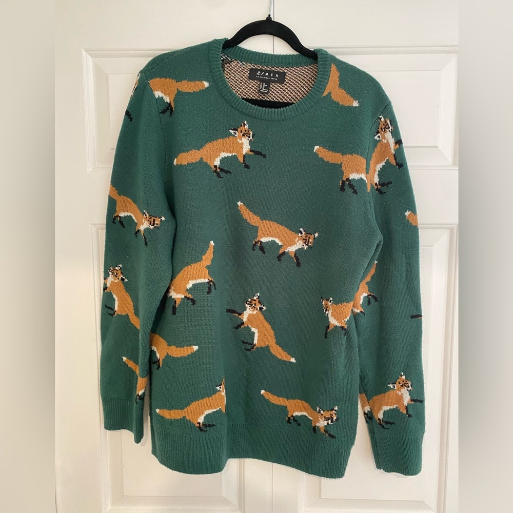 Forever 21 Green Sweater with Fox Pattern